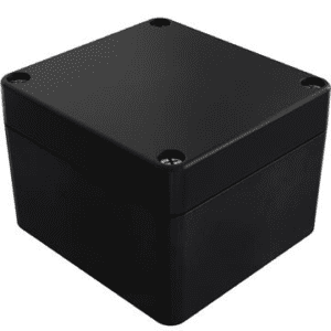 black cubed enclosure designed by Phoenix Mecano